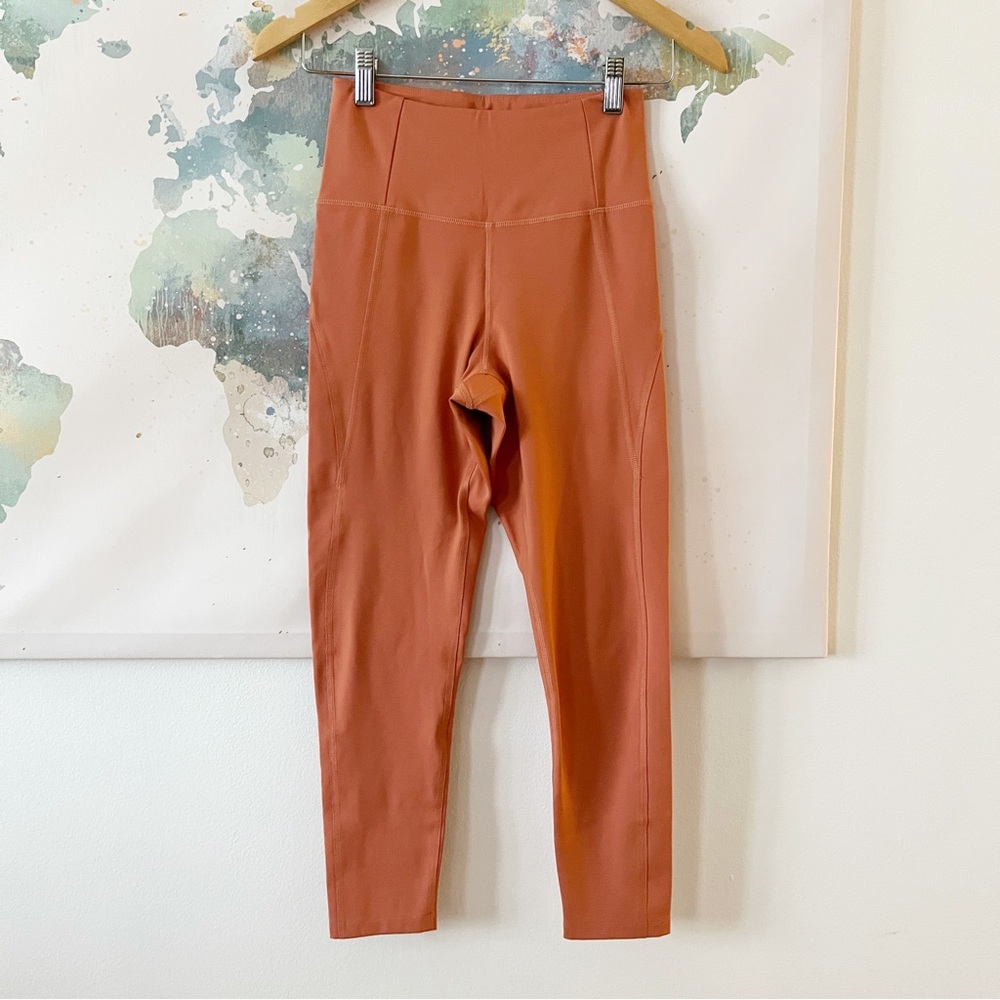 Girlfriend Collective Leggings Size Small Orange Compression Cropped Pull‎ On
